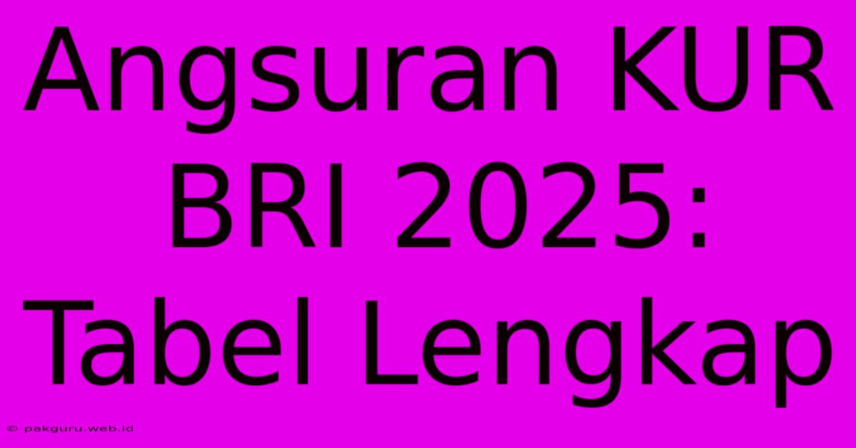 Angsuran KUR BRI 2025: Tabel Lengkap