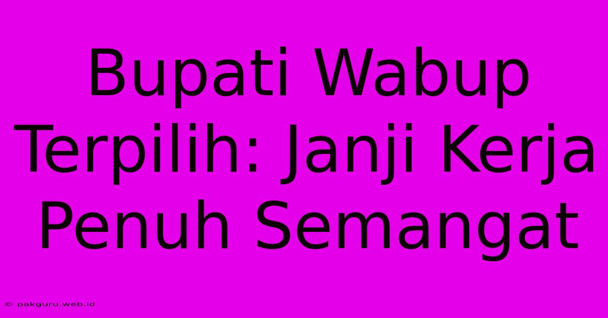 Bupati Wabup Terpilih: Janji Kerja Penuh Semangat