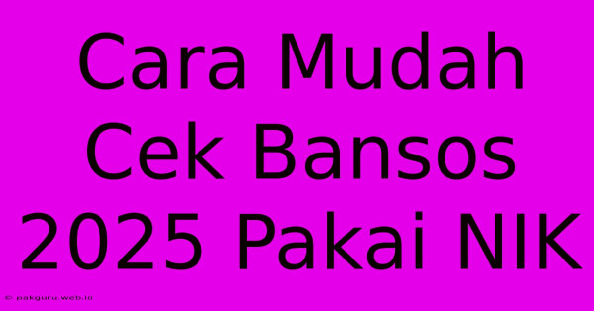 Cara Mudah Cek Bansos 2025 Pakai NIK