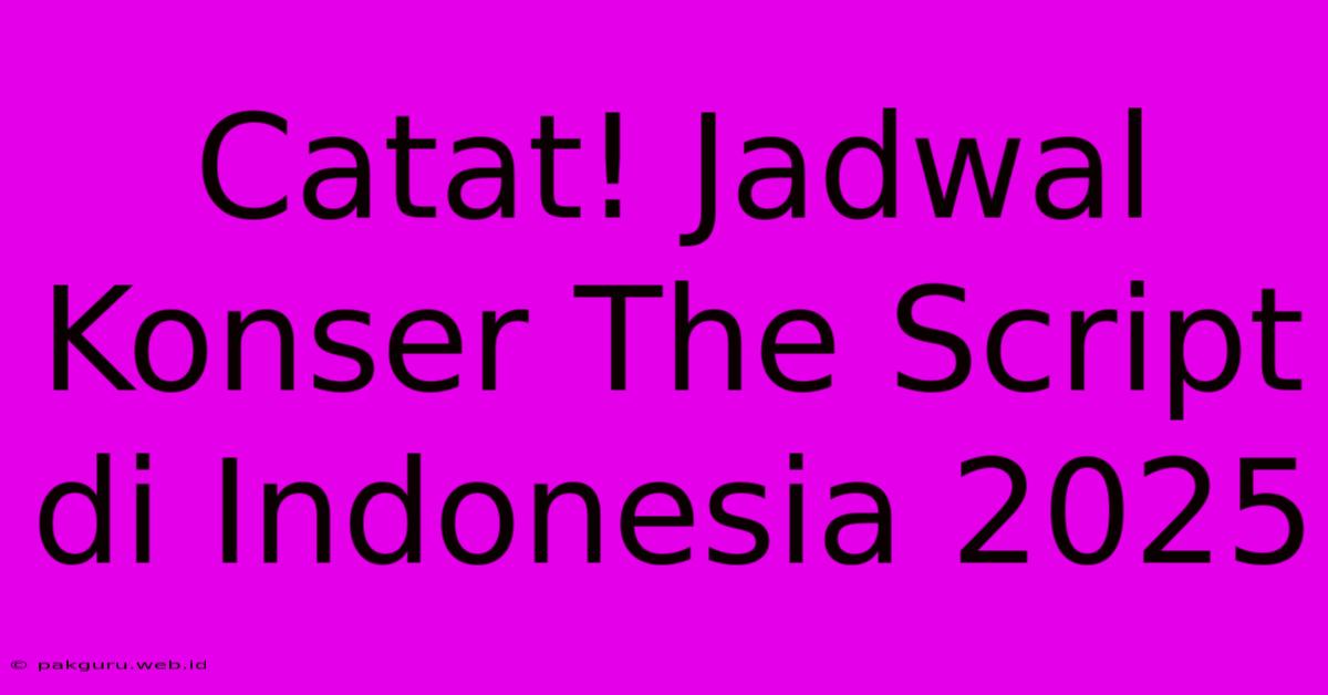 Catat! Jadwal Konser The Script Di Indonesia 2025