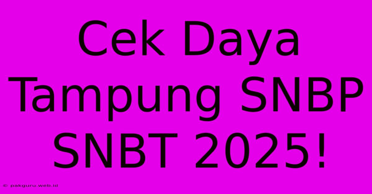 Cek Daya Tampung SNBP SNBT 2025!