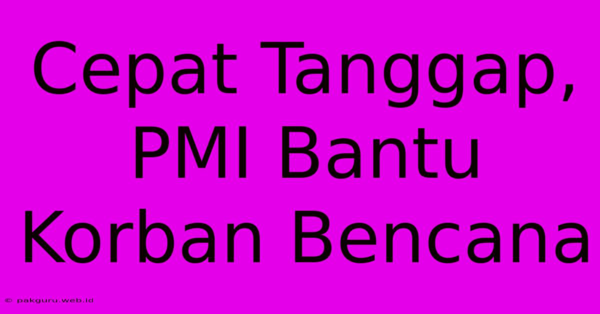 Cepat Tanggap, PMI Bantu Korban Bencana