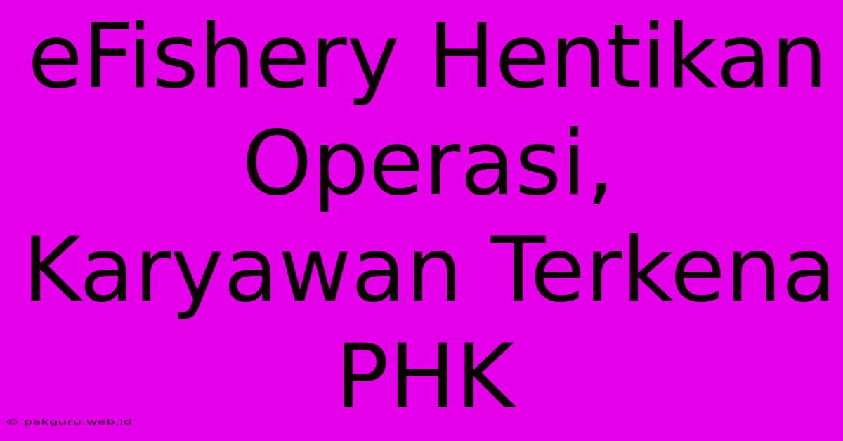 EFishery Hentikan Operasi, Karyawan Terkena PHK