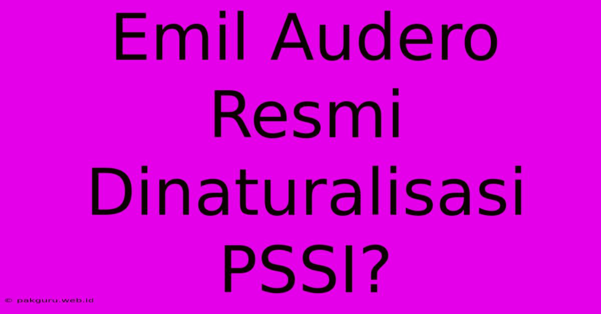 Emil Audero Resmi Dinaturalisasi PSSI?