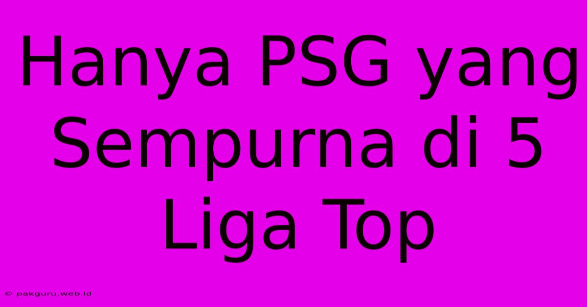 Hanya PSG Yang Sempurna Di 5 Liga Top