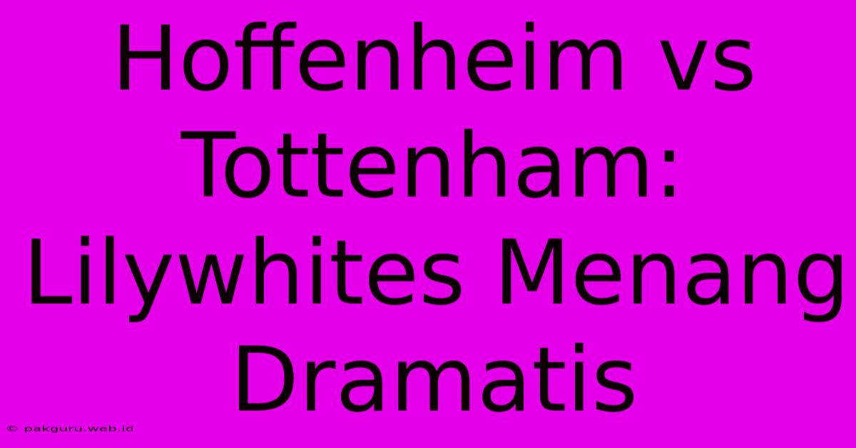 Hoffenheim Vs Tottenham: Lilywhites Menang Dramatis