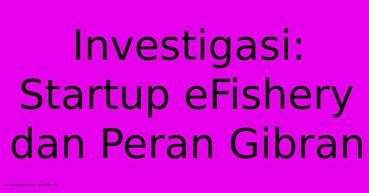 Investigasi: Startup EFishery Dan Peran Gibran