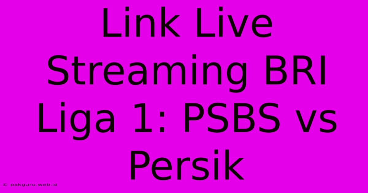 Link Live Streaming BRI Liga 1: PSBS Vs Persik