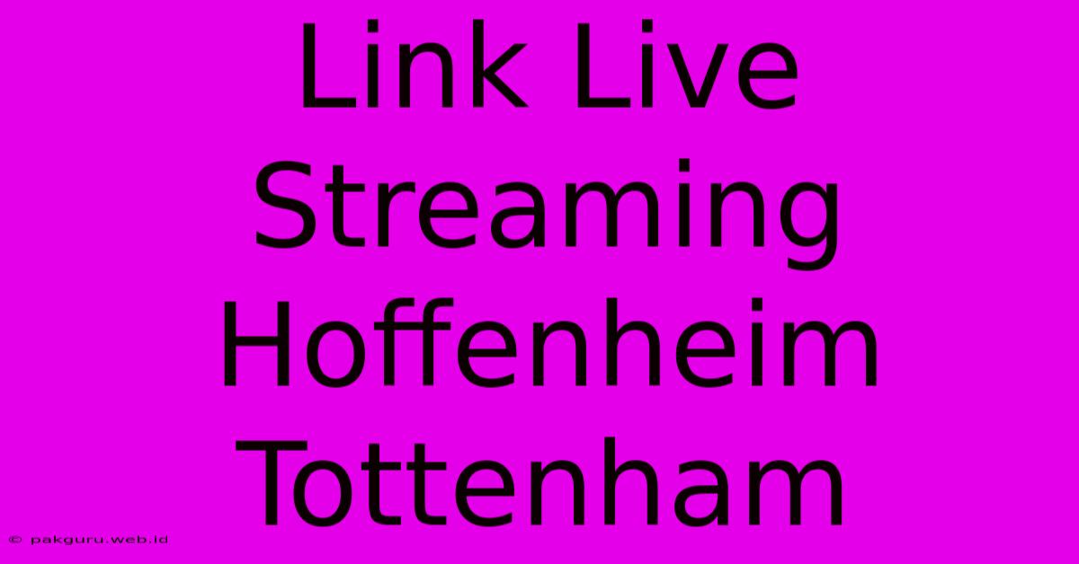 Link Live Streaming Hoffenheim Tottenham