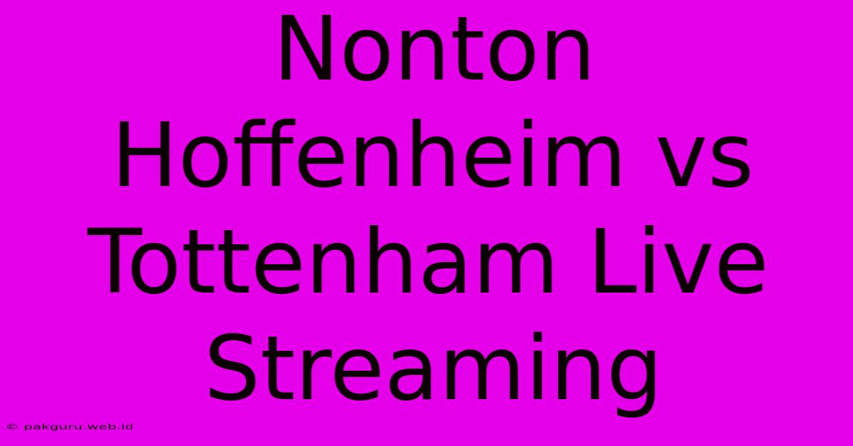 Nonton Hoffenheim Vs Tottenham Live Streaming