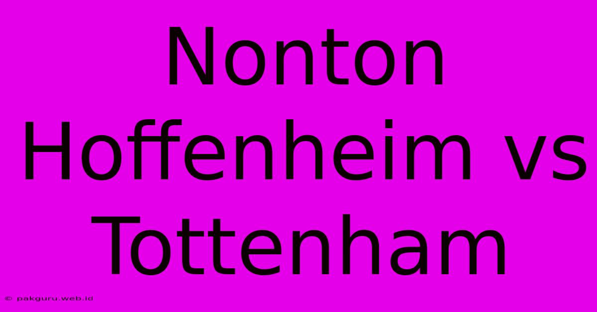 Nonton Hoffenheim Vs Tottenham