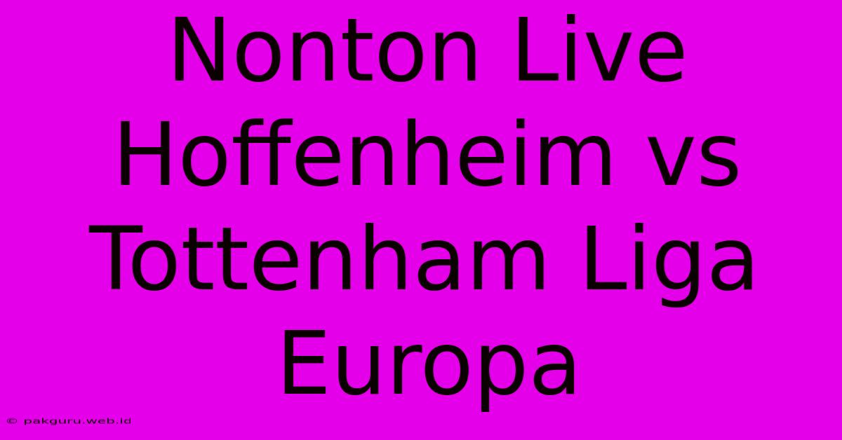 Nonton Live Hoffenheim Vs Tottenham Liga Europa