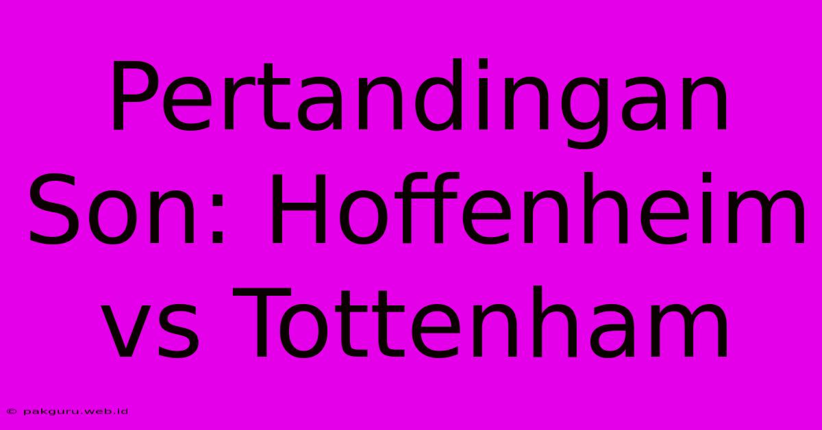 Pertandingan Son: Hoffenheim Vs Tottenham