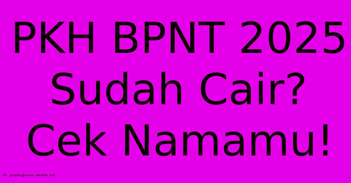 PKH BPNT 2025 Sudah Cair? Cek Namamu!