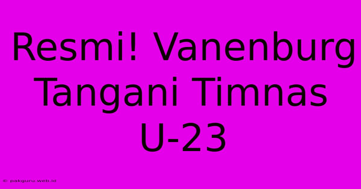 Resmi! Vanenburg Tangani Timnas U-23