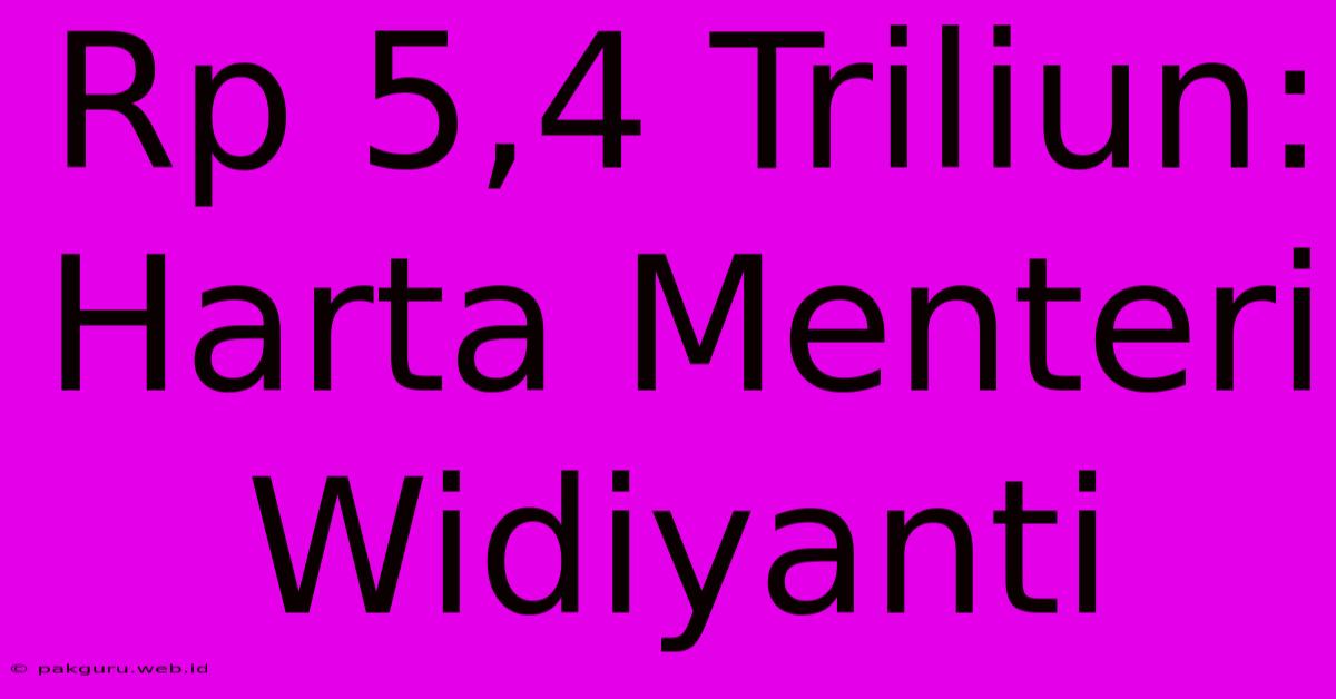 Rp 5,4 Triliun: Harta Menteri Widiyanti