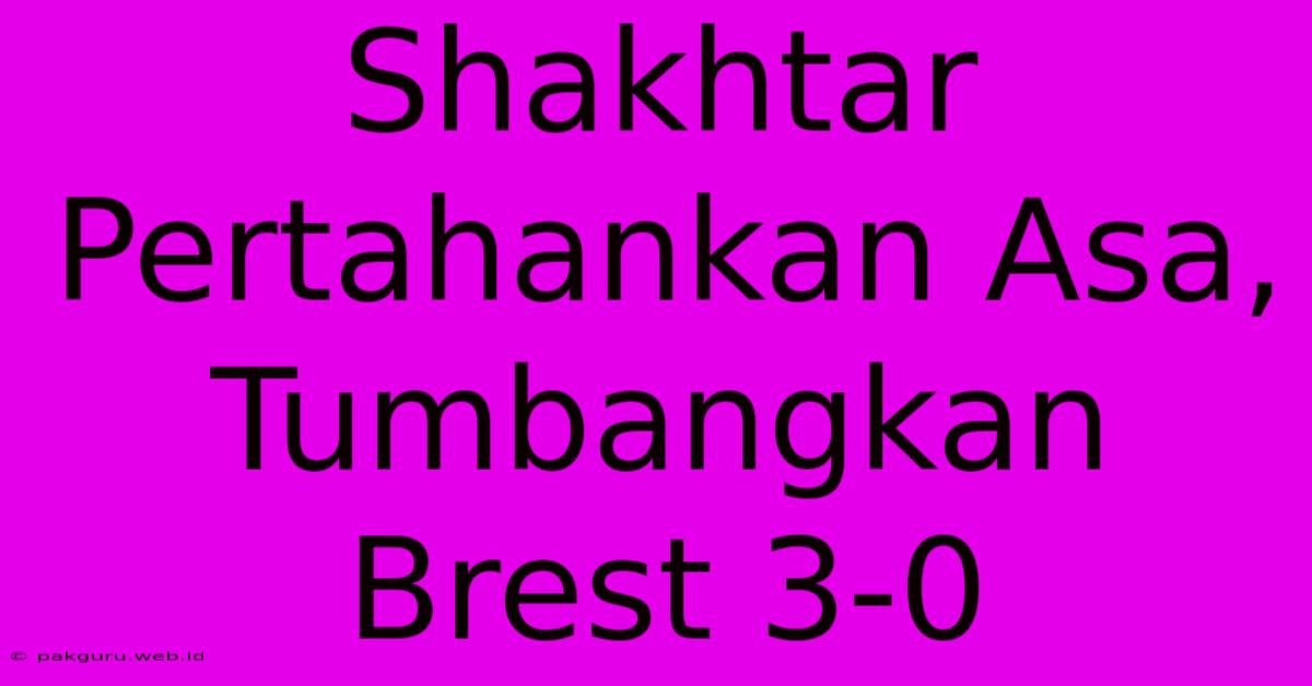 Shakhtar Pertahankan Asa, Tumbangkan Brest 3-0