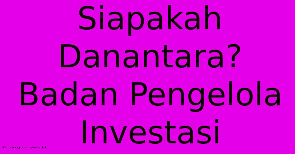 Siapakah Danantara?  Badan Pengelola Investasi