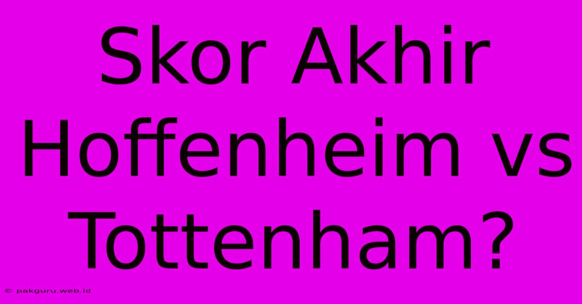 Skor Akhir Hoffenheim Vs Tottenham?