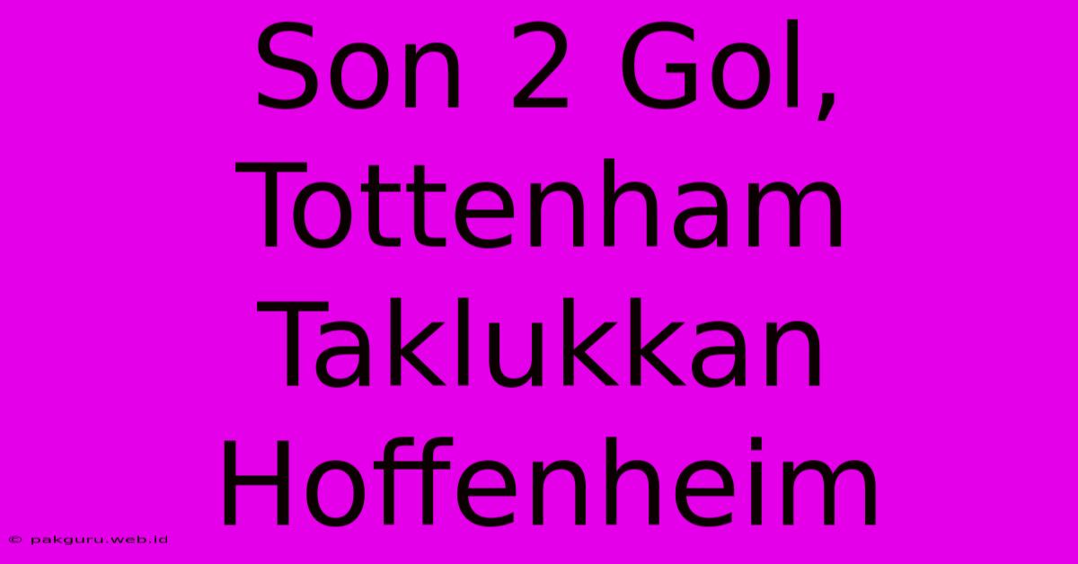 Son 2 Gol, Tottenham Taklukkan Hoffenheim