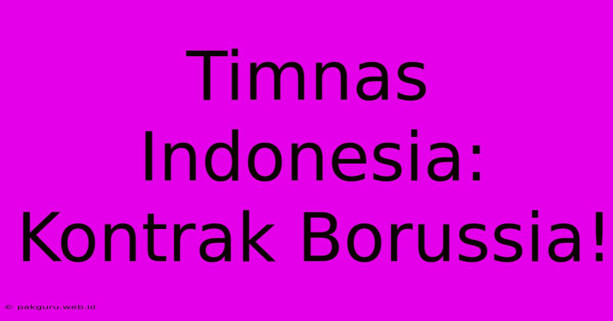 Timnas Indonesia: Kontrak Borussia!