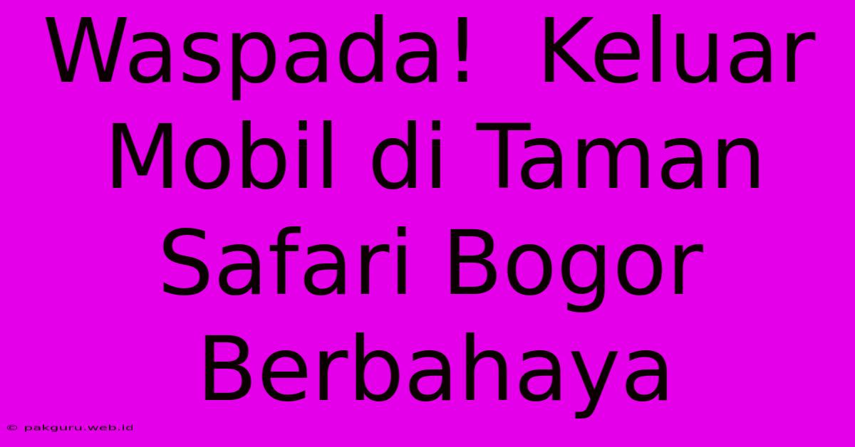 Waspada!  Keluar Mobil Di Taman Safari Bogor Berbahaya